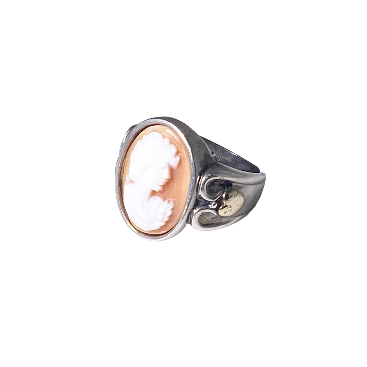 vintage silver × k10 cameo ring