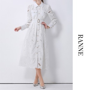 Embroidered Button Dress　a0132