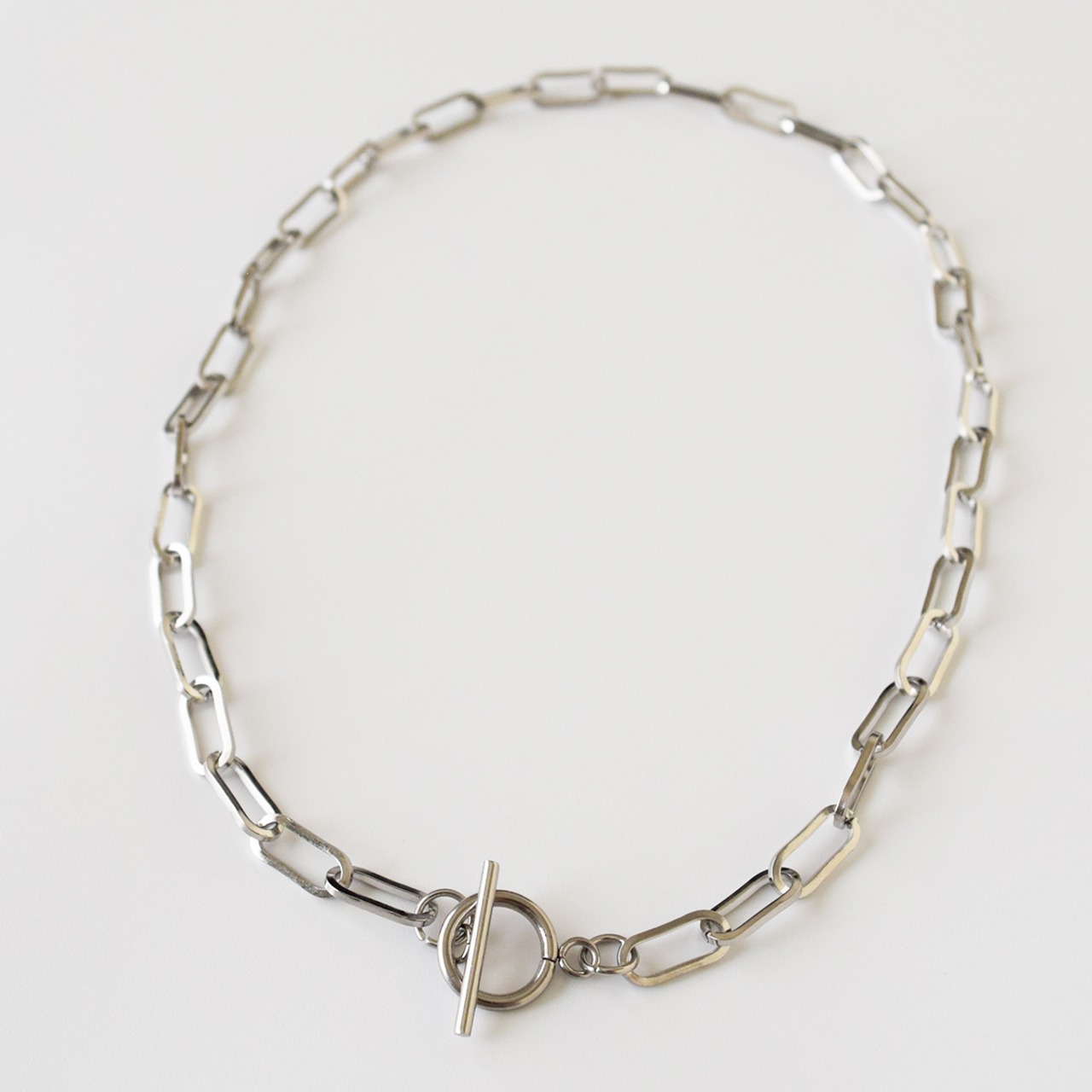 ステンレスシンプルペーパークリップマンテルチェーンネックレス