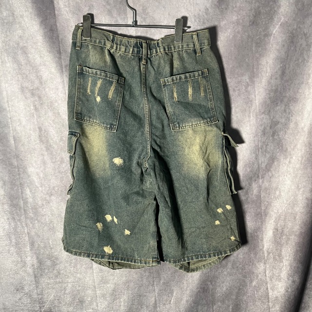 damage harf denim pants