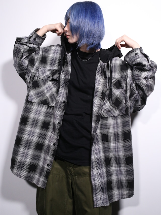 over silhouette ombre check foodie shirt