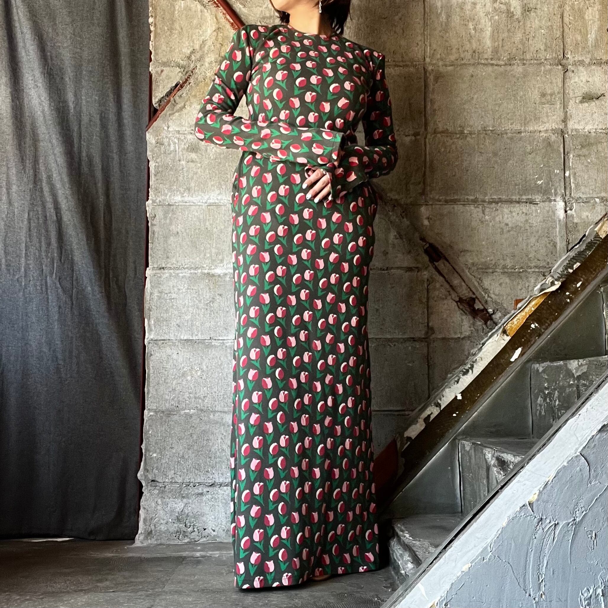 HOLIDAY】 SUPER RIB PADDED SHOULDER L/S DRESS (TULIP) | olaf