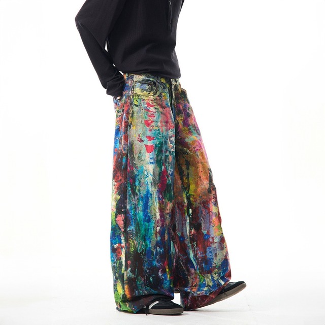 アートペイントワイドルーズパンツ   R00835