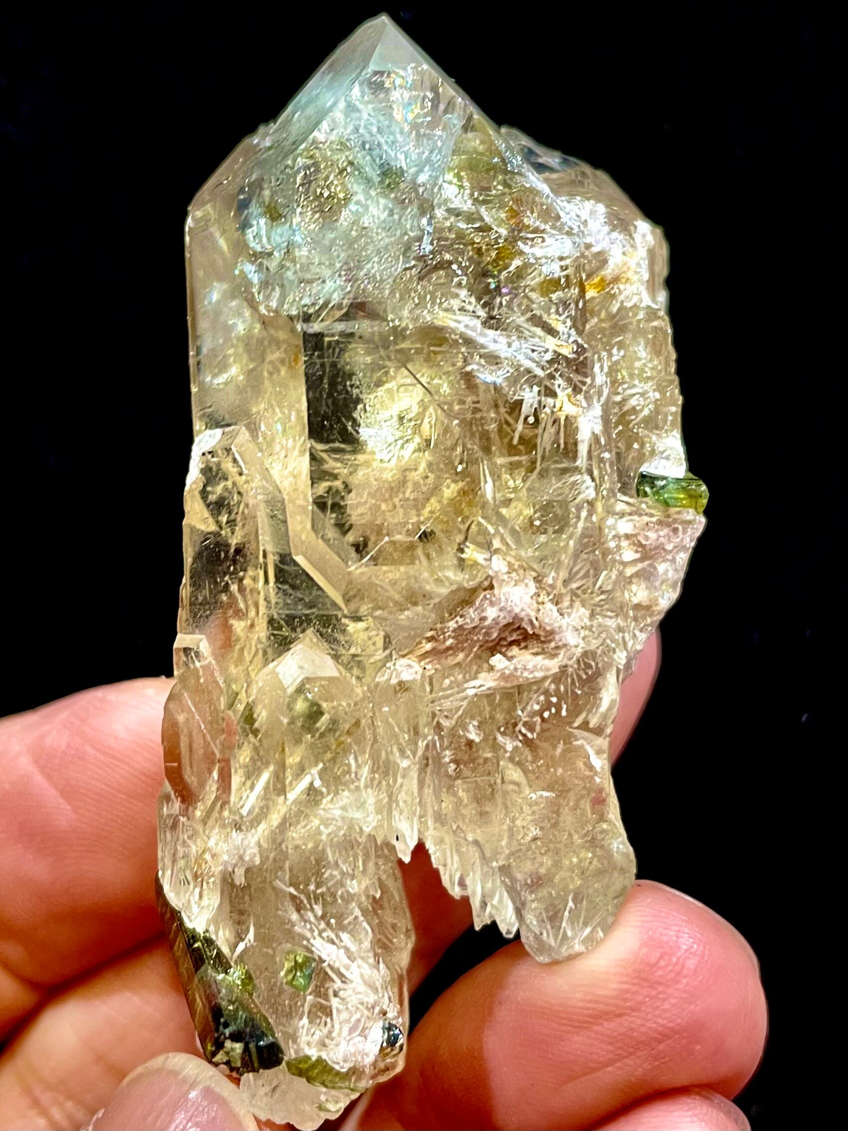 1) スモーキークオーツwithグリーントルマリン&レピドライト