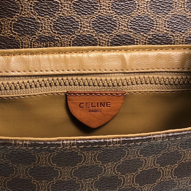 CELINE セリーヌ マカダム ショルダーバッグ ブラウン ホースシュー PVCレザー vintage ヴィンテージ オールド xmsrzd