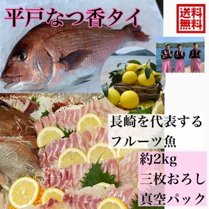 平戸なつ香タイ（約２㎏）×２枚　三枚おろし真空パック【送料無料】【熨斗対応可】