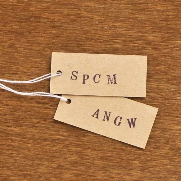 値札タグ LL 下げ札 糸付きタグ クラフト紙 44×20mm 100枚 D112