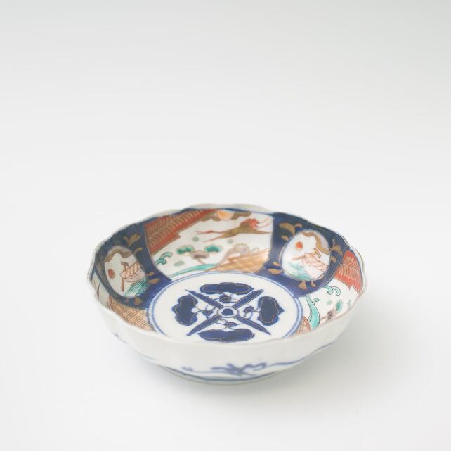伊万里 色絵金彩 鶴松 日の出文 なます皿 膾皿 吉祥文様 お正月にも