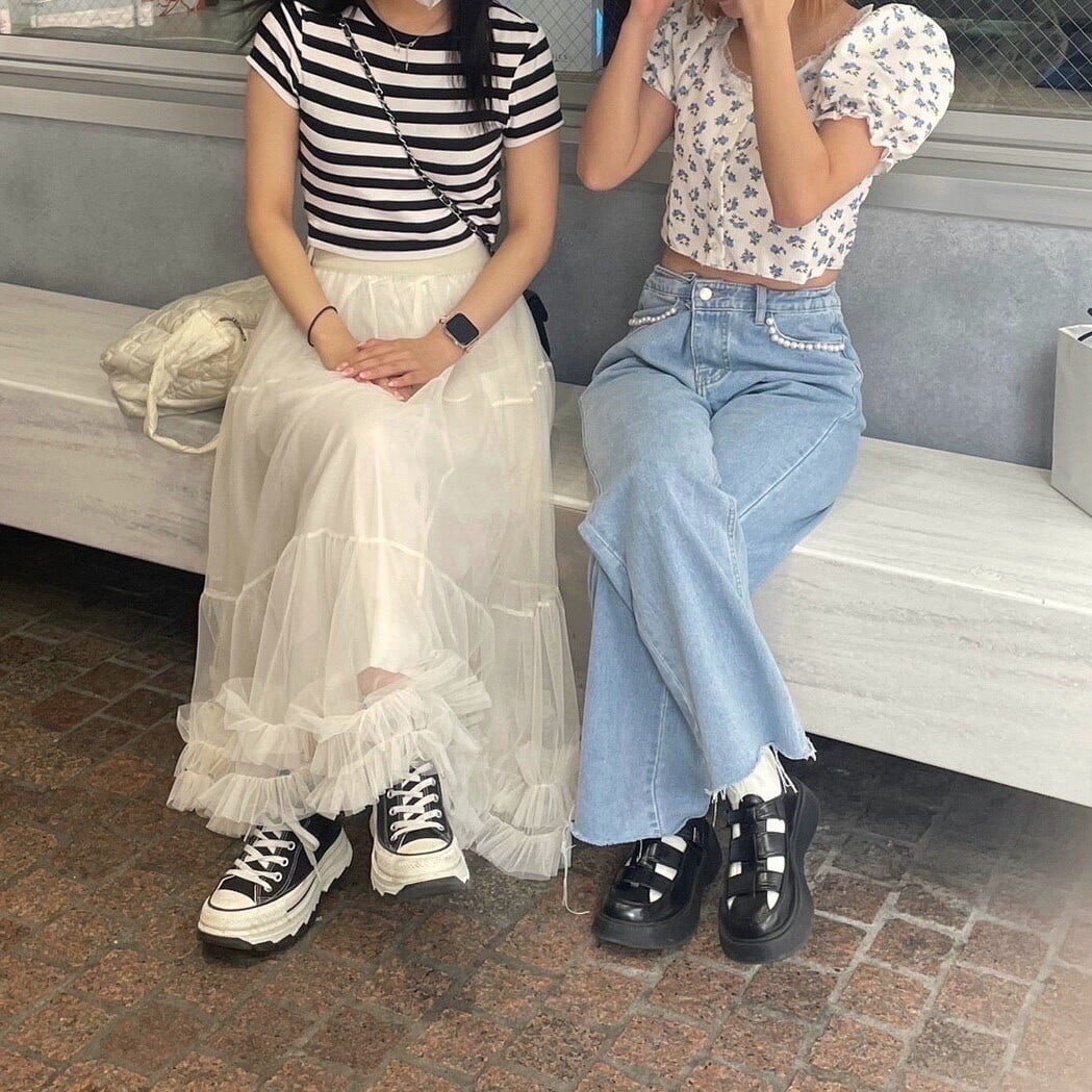 pois♡デニム pois roses】Pearl straight denim (LAST1) | feellie