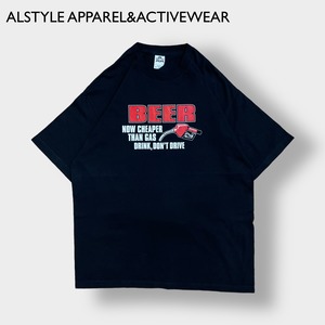 【ALSTYLE APPAREL&ACTIVEWEAR】ロゴ プリント Tシャツ 飲酒運転禁止 黒ボディ XL ビッグサイズ アルスタイル AAA 半袖 US古着