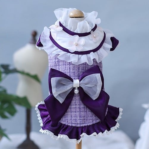 大型犬もOK!上品な藤色のワンピース