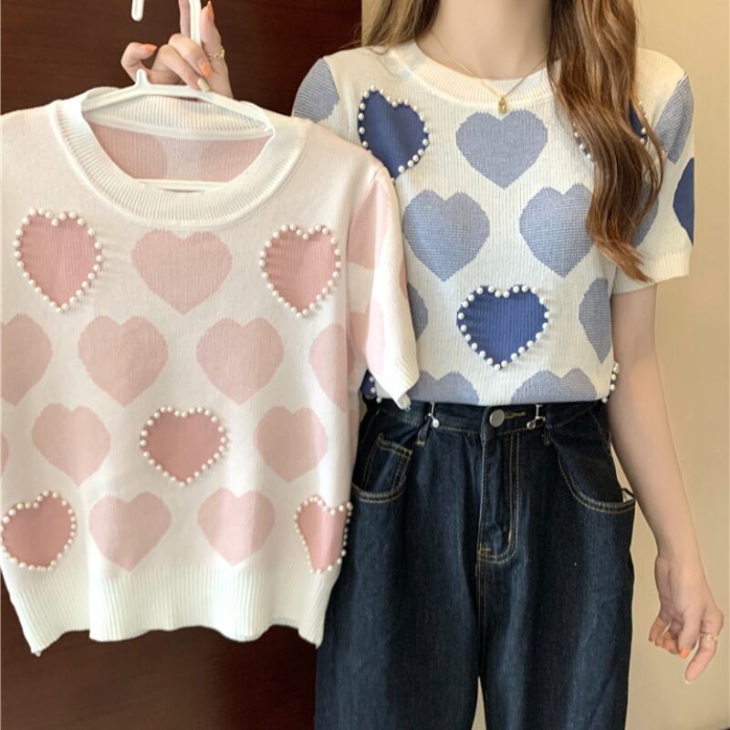 ニットセーター 薄手サマーラウンドネックシャツ 夏物 Oネック 1号婦人46390839587