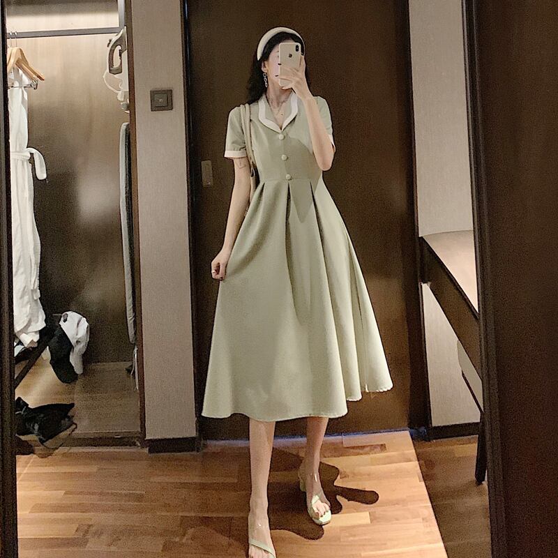 スカート スプリングオータムスタイルウェストカジュアルドレス 春物 秋物 1号婦人66996695382