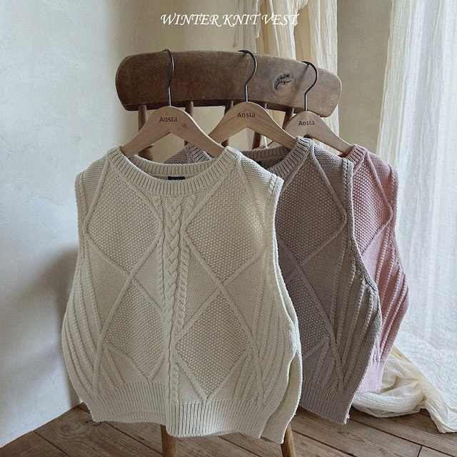 «予約»«Aosta»«ママサイズ» Knit vest ニットベスト 3colors