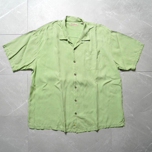Tommy Bahama XXLサイズ　トミーバハマ 90s 半袖シャツ　シルク100% ライトグリーン