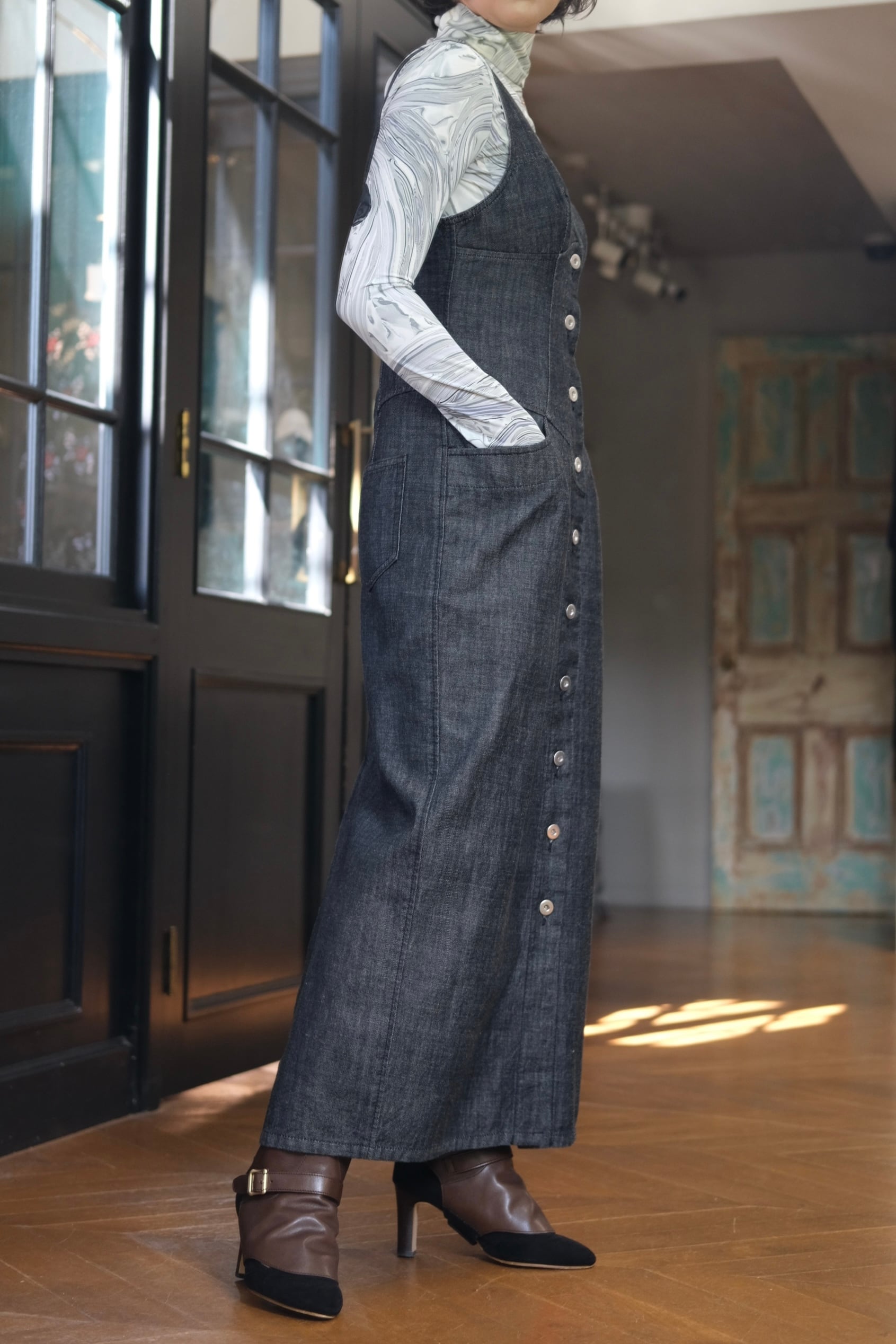 FETICO】Denim sleeveless dress | loop