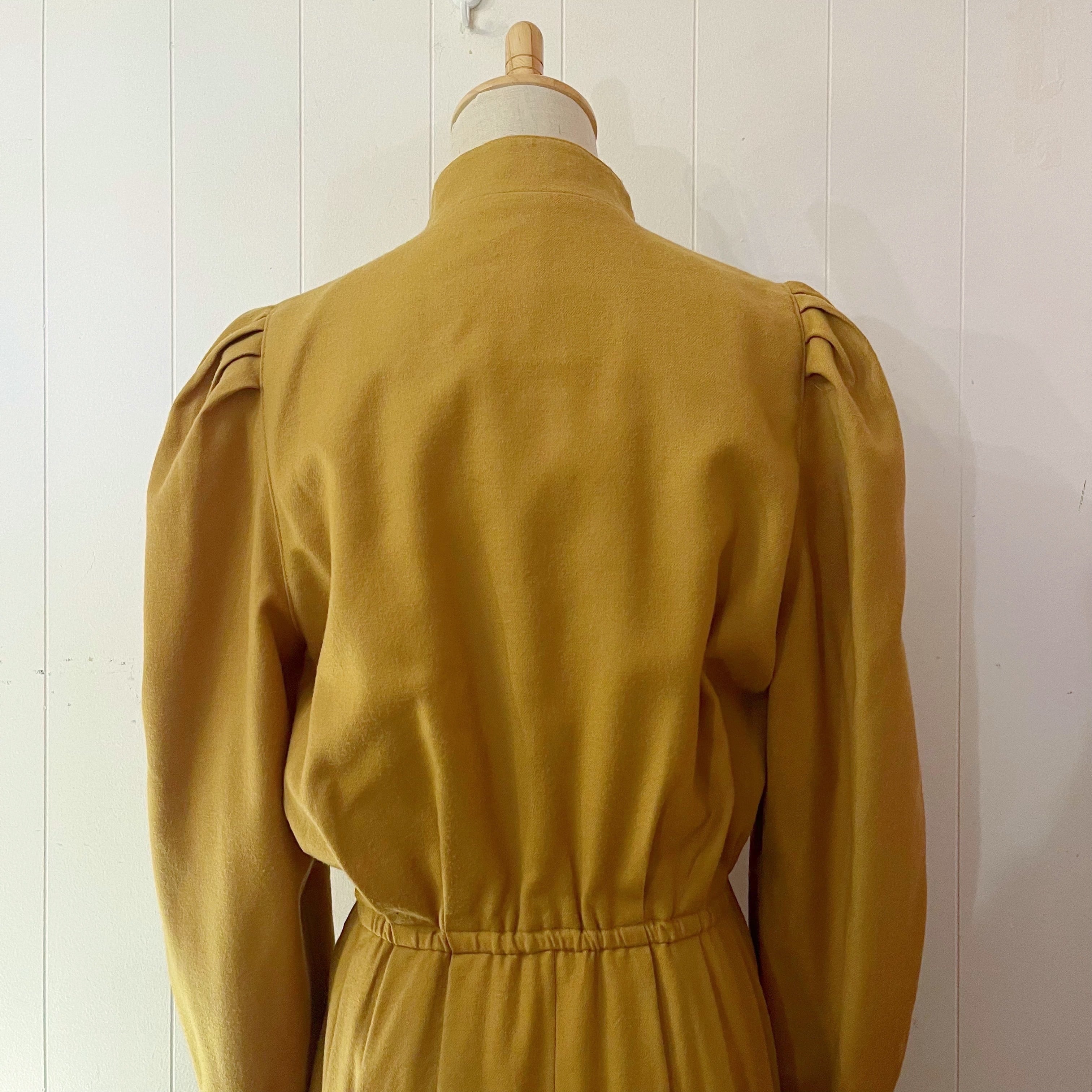 mustard front metal button one-piece