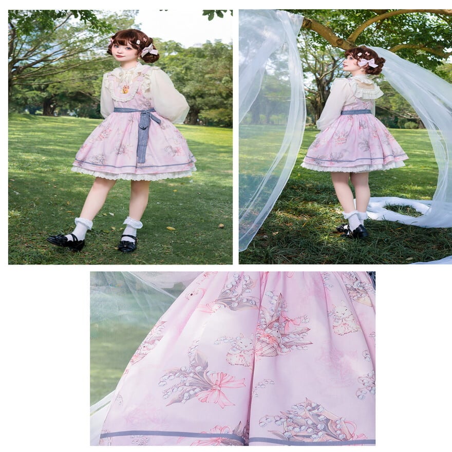 スイートロリータ JSK うさぎ 花柄 プリント ガーリー おしゃれ増し