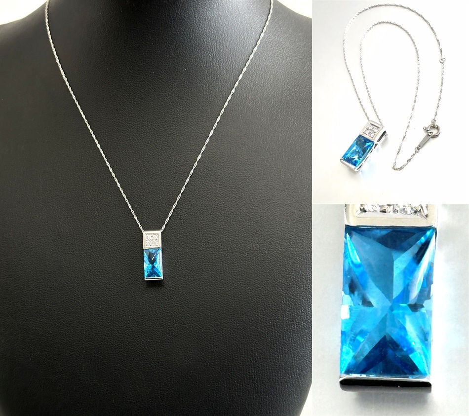 TASAKI タサキ 田崎 ブルートパーズ ダイヤモンド ネックレス 0.11ct