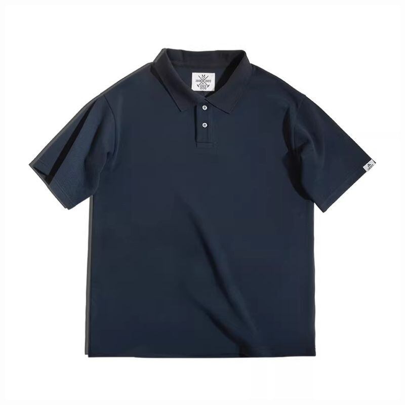 short-sleeve wide plain knit polo shirt ◇3color H1110