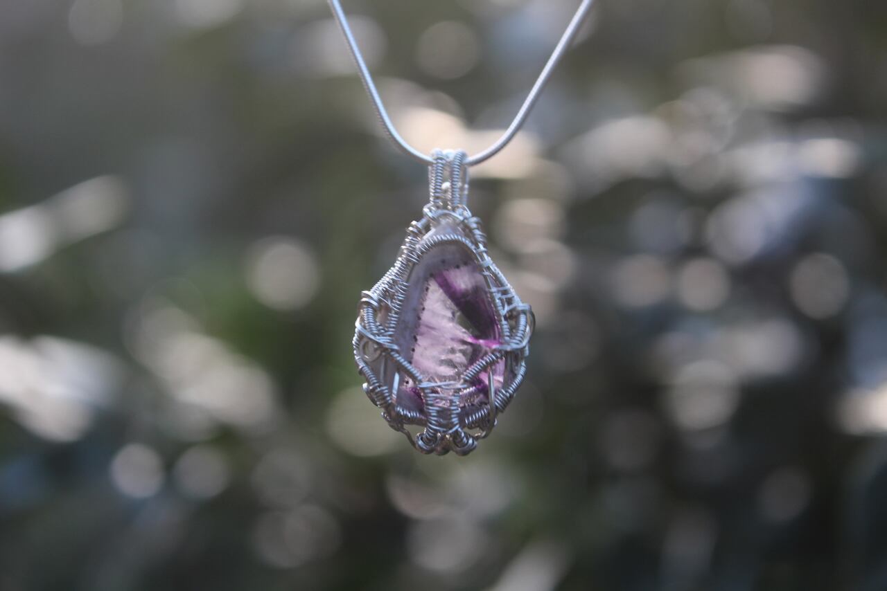 Trapiche amethyst silver925 wirewrapping pendant