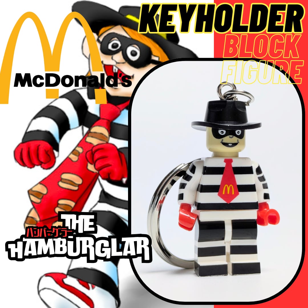 ★ブロックフィギュアキーホルダー★【 McDonald's ( マクドナルド ) 】 the Hamburglar ( ハンバーグラー ) 　〚アメリカン雑貨 アメトイ〛