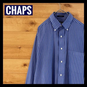 【CHAPS】 ストライプ 柄シャツ 長袖シャツ チャップス M アメリカ古着