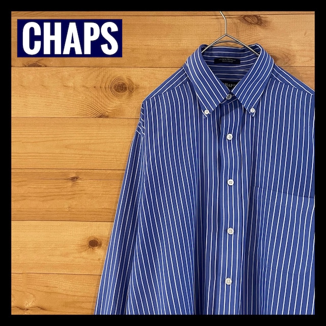 【CHAPS】 ストライプ 柄シャツ 長袖シャツ チャップス M アメリカ古着