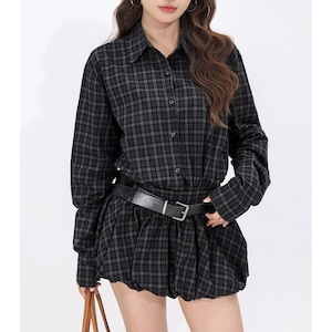 check balloon mini shirt-one-piece m1280