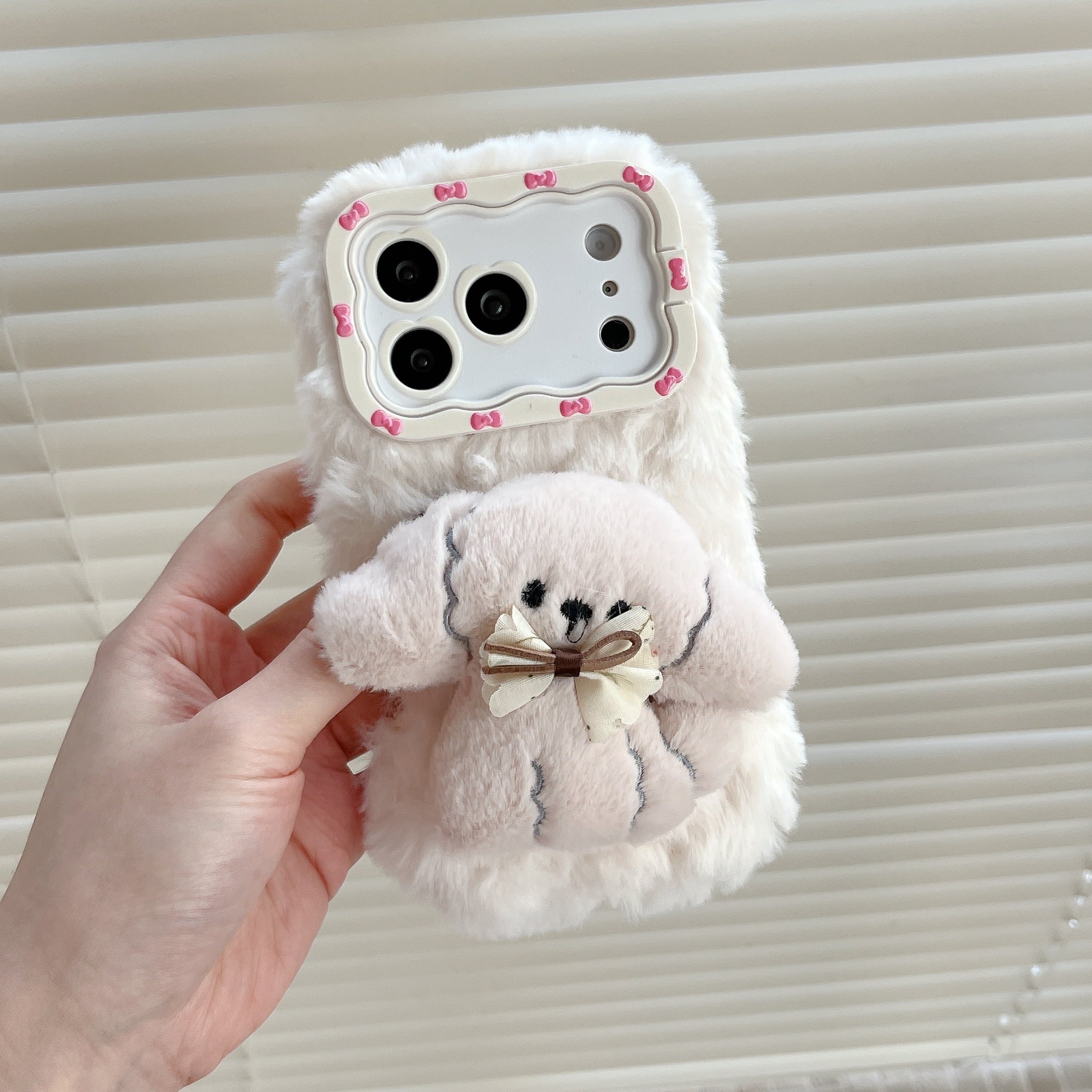 もこもこ くま&犬 iPhone 17 16 15 14 13 ケース かわいい ワンちゃん
