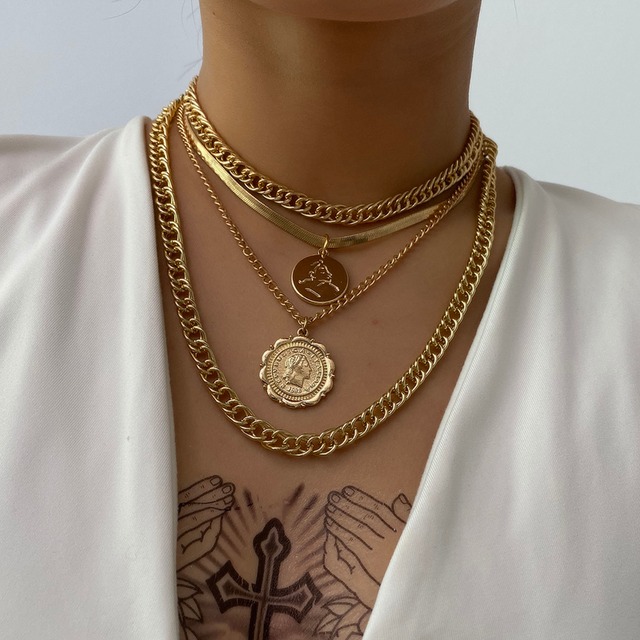 COIN MOTIF LAYERED NECKLACE