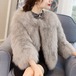 フェイクファージャケット レディース アウター 羽織 フェイクファーコート ショート丈コート 長袖 ふわふわ きれいめ エレガント ゴージャス おしゃれ カジュアル お出かけ ラウンドネック 長袖