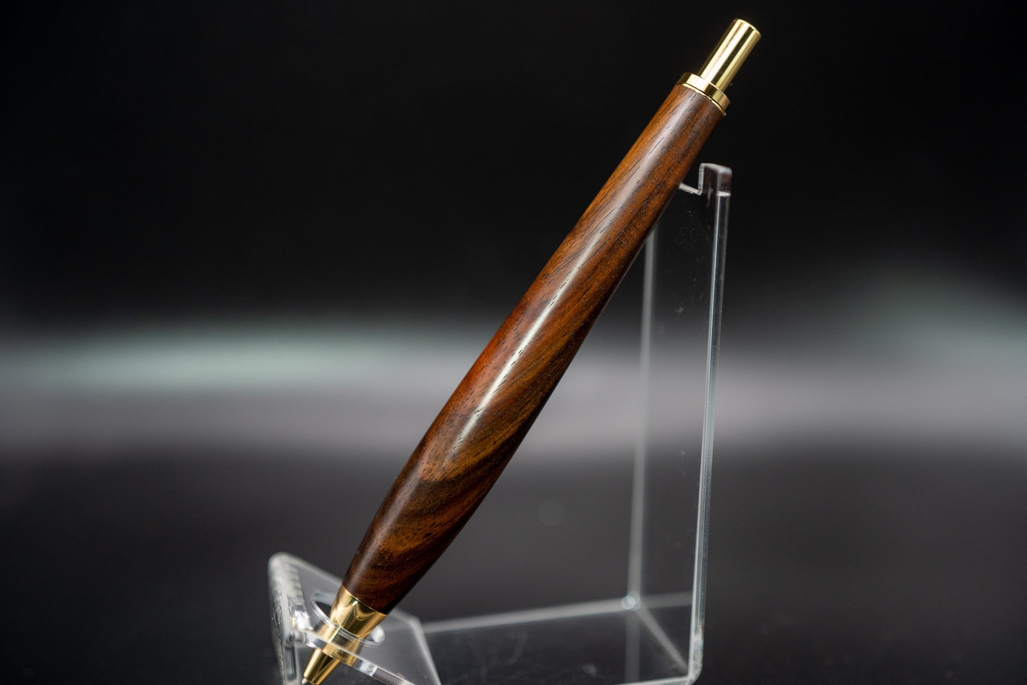 09【本紫檀】ボールペン 杢軸　ハンドメイド 唐木三大銘木 本紫檀/ホンシタン ゴールド金具・Chouette」木軸