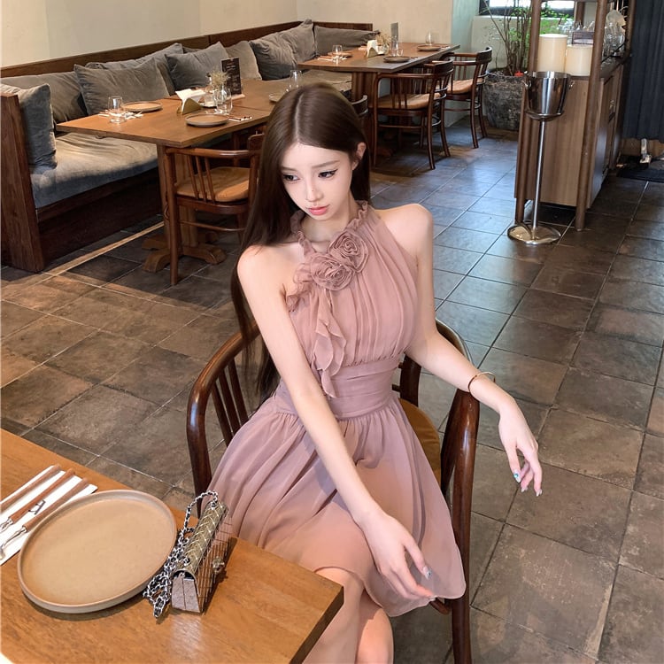 【dress】立体フラワーノースリーブワンピース M33069