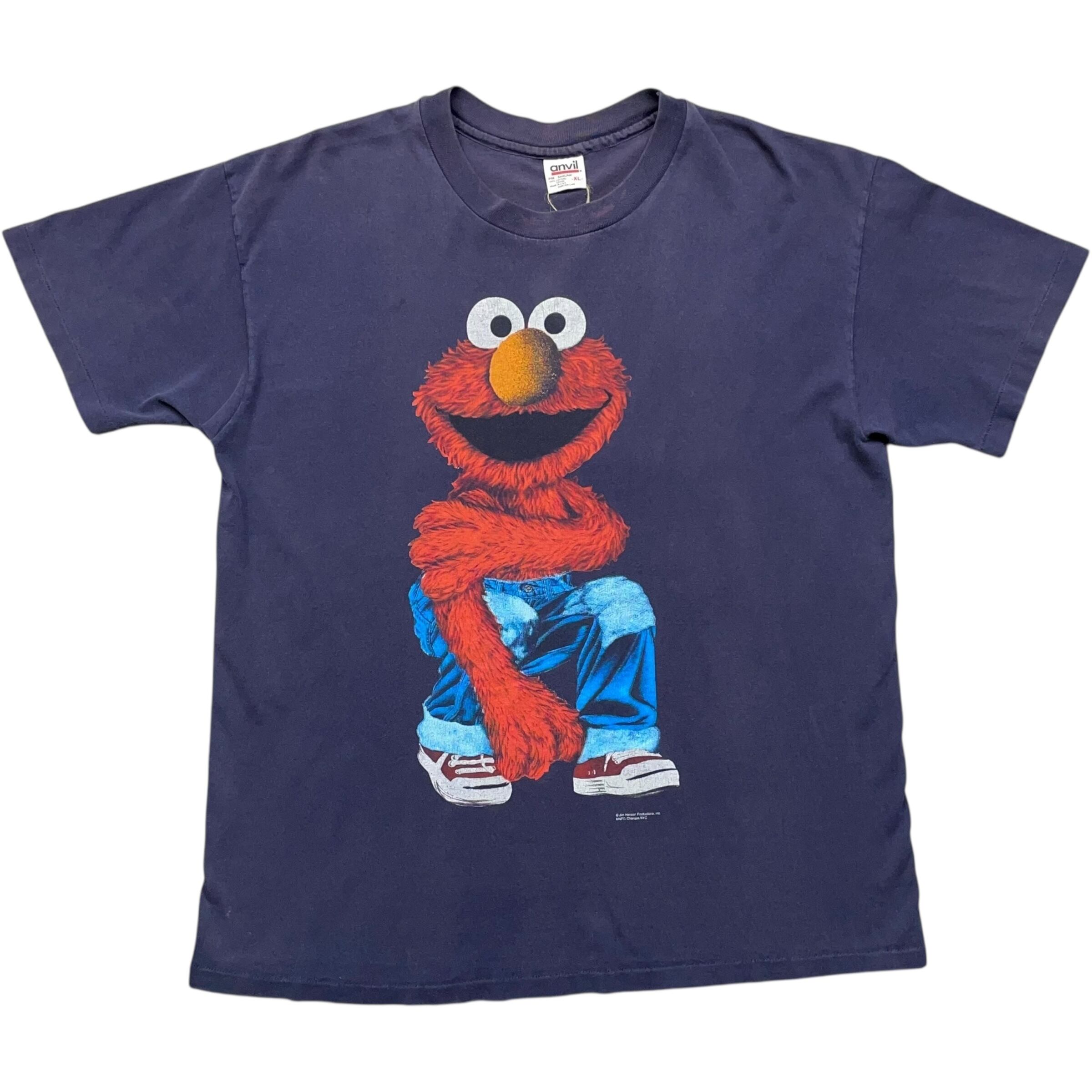 《XL》anvil アンヴィル Tシャツ フロントプリント セサミストリート エルモ ネイビー シングルステッチ USA製 90年代 vintage no.8554