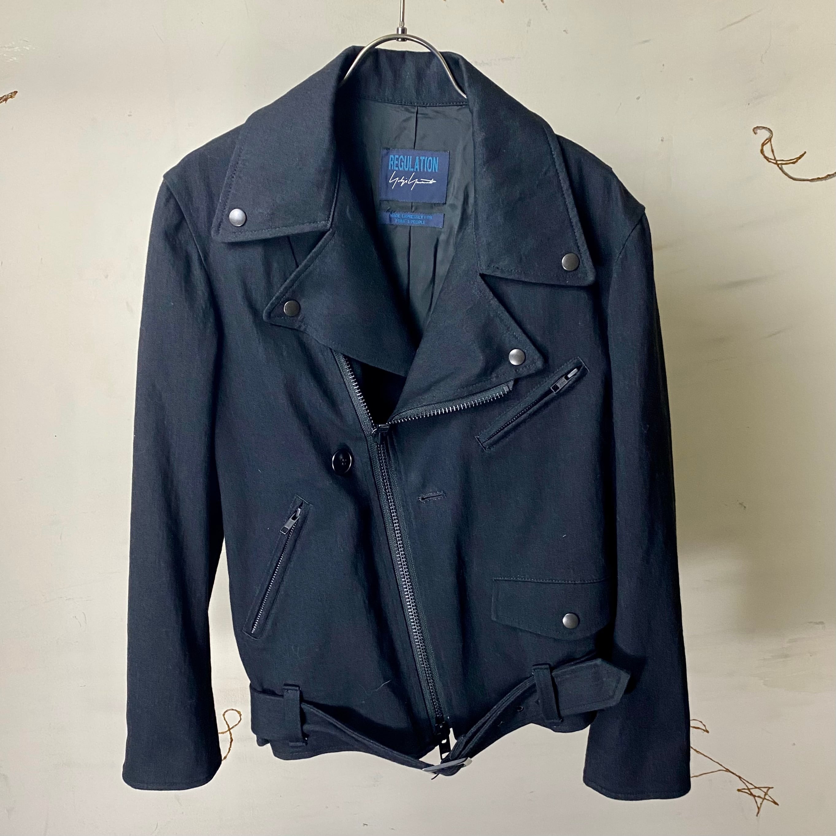 REGULATION YOHJI YAMAMOTO black cotton riders jacket | NOIR ONLINE
