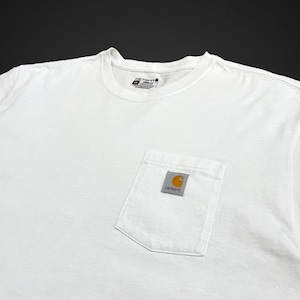 【Carhartt】ポケットTシャツ ポケT LOOSE FIT ルーズフィット XXL ビッグシルエット スクエアラベル カーハート ホワイト US古着