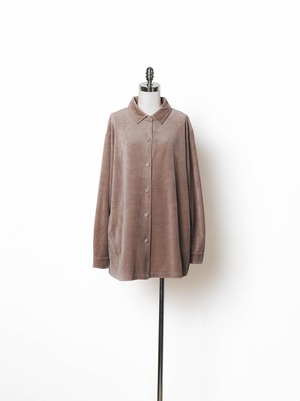 ベロア調 ベージュ ロングスリーブシャツ