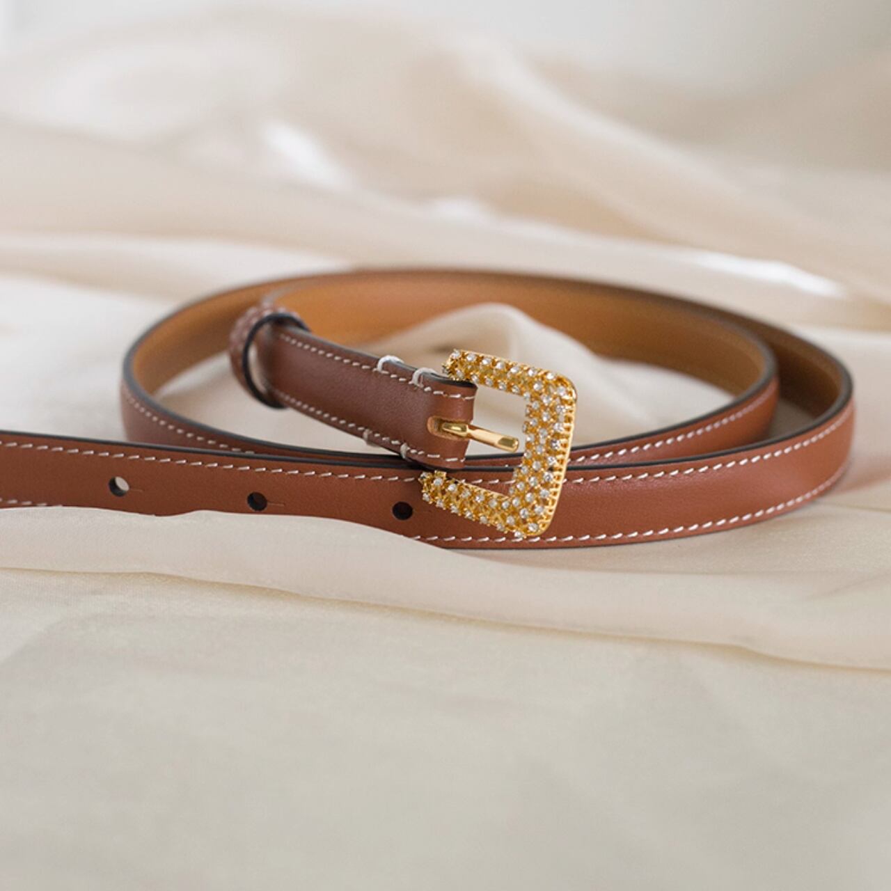 グロッシーバックル レザーベルト 2color AC33