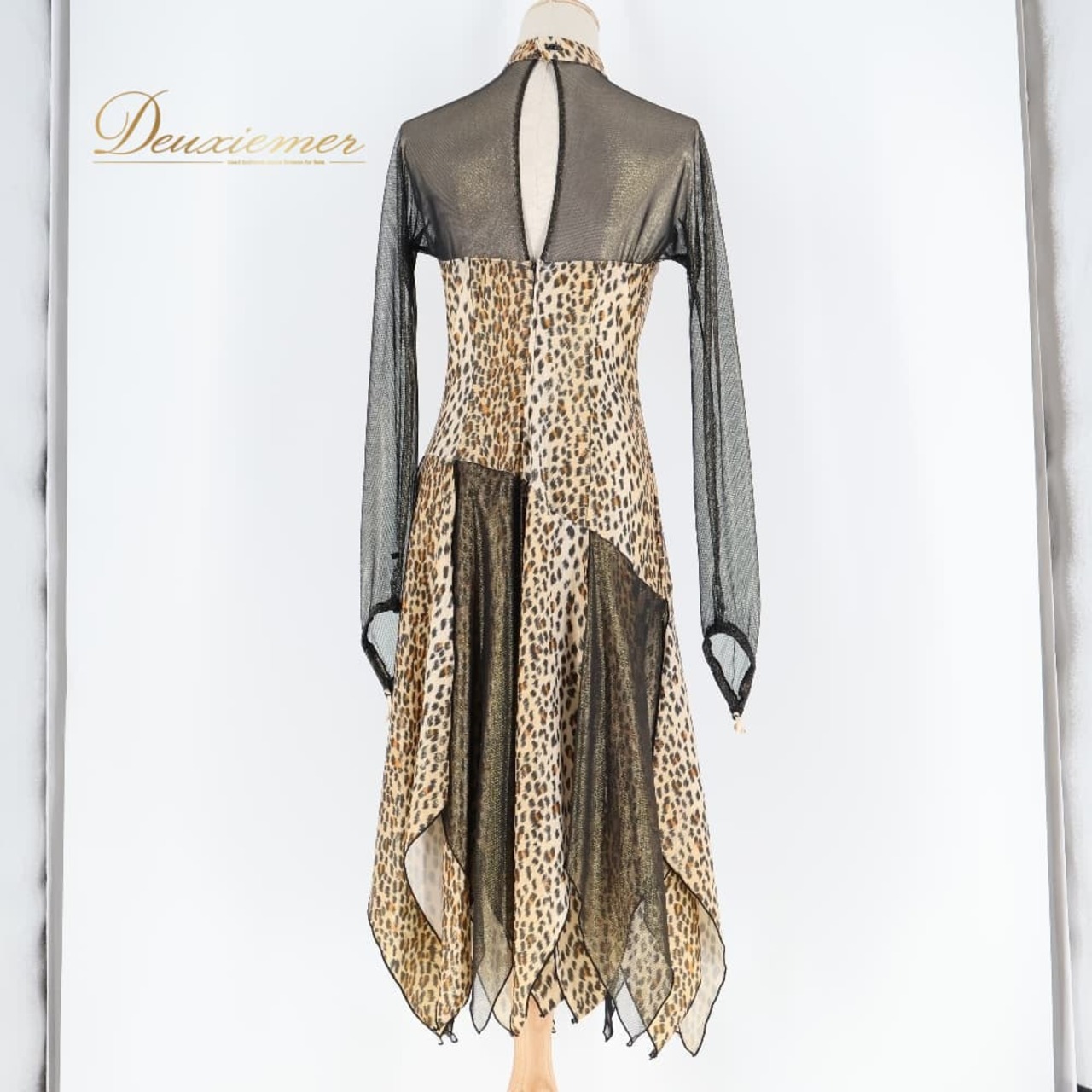 社交ダンス 衣装 Sekine セキネ 日本製 ドレス ワンピース ラテン ブラック系 ブラウン系 黒 茶色 ヒョウ柄 豹柄 伸縮 ストレッチ ダンス パーティ 発表会 軽い 軽量 柄物 パーティー衣装 発表会衣装 舞台衣装