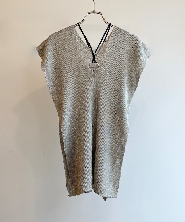 TAN/24SS-8 DAZZLEDKNITTED TUNIC(SILVER)