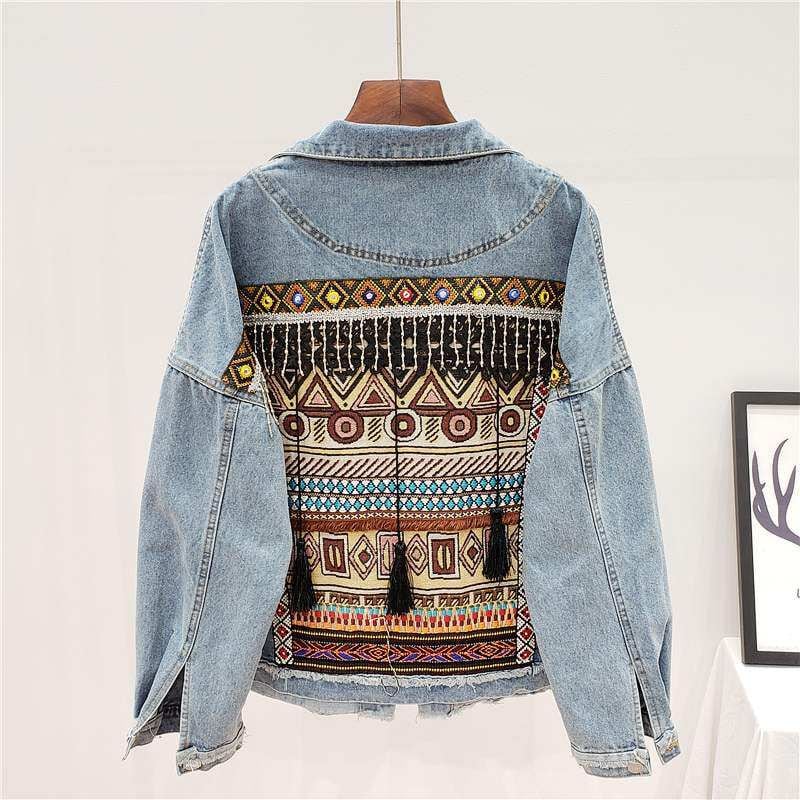 EMBROIDERED TASSEL RELAXED FIT JACKET M-18670