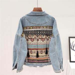 EMBROIDERED TASSEL RELAXED FIT JACKET M-18670