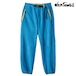 WILD THINGS ワイルドシングス バルキーフリースパンツ BULKY FLEECE PANTS メンズ イージーパンツ リラックスフィット ストレートパンツ ウェビングベルト 配色 切り替え JEAN BLUE