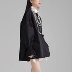 Puff sleeve pearl embellished shirt (ME168)