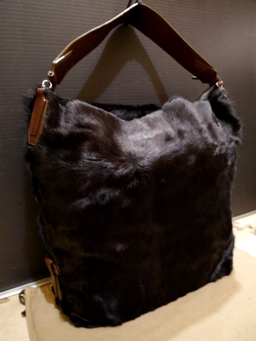 レア美品32万◆BALENCIAGA バレンシアガ リアルファー バッグ 茶◆