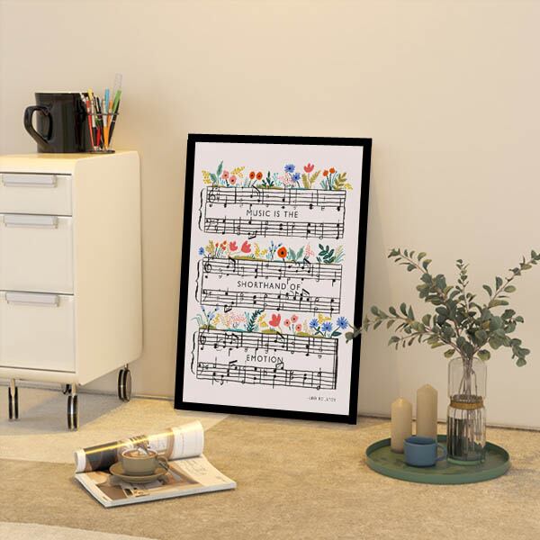 単品 33×43cm アートパネル 枠付きフレーム絵画 楽譜 音符 ポップ