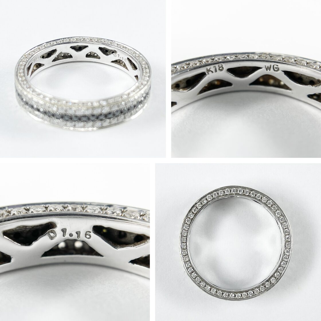K18WG 天然ブラックダイヤモンド 天然ダイヤモンド 1.16ct 
