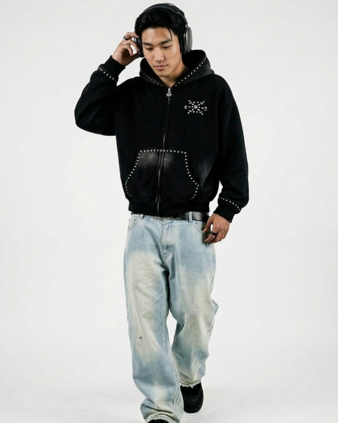 スタッズデザインジップパーカー(PK00003)