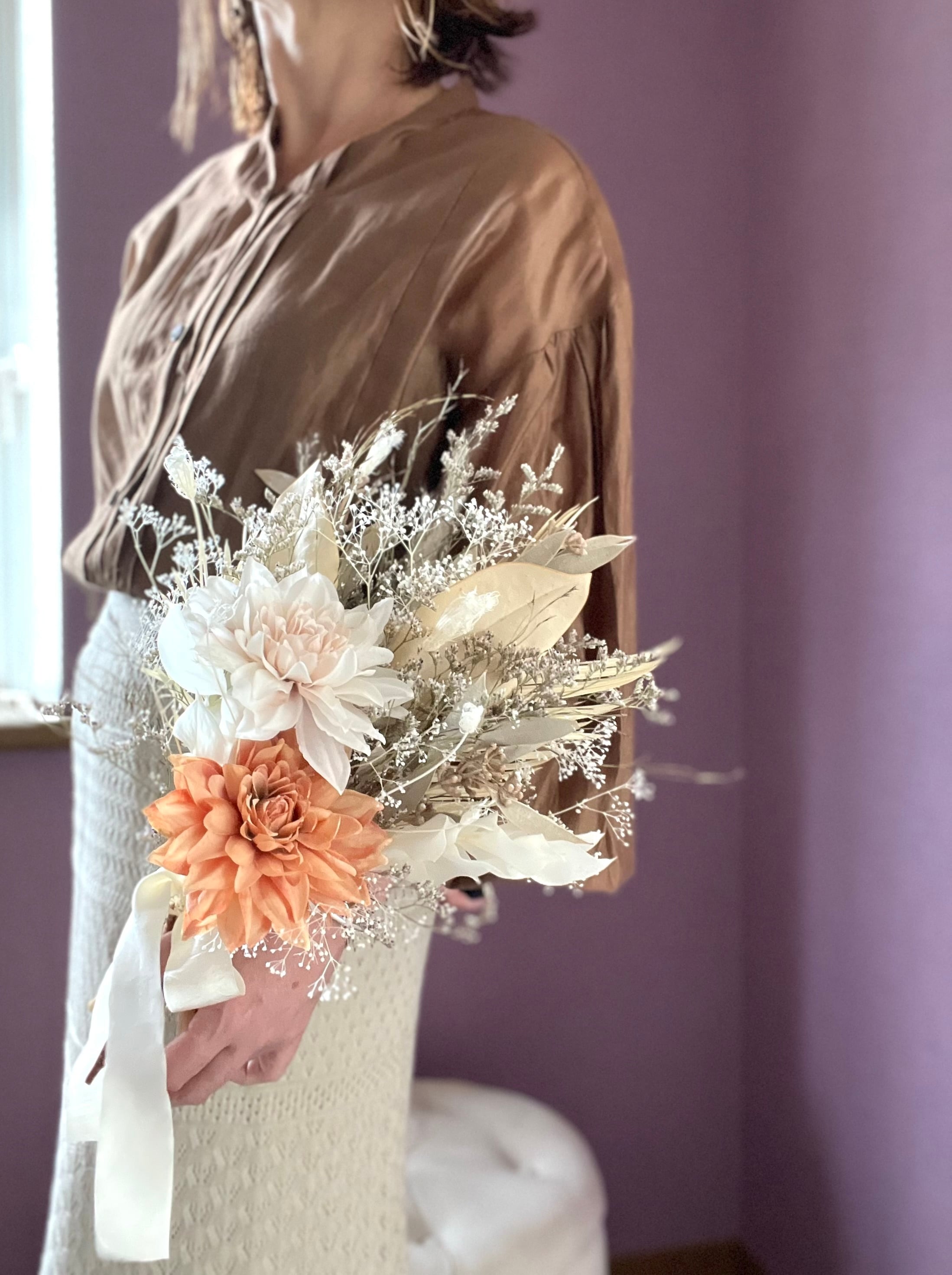 □テラコッタカラーのダリアのブーケ□アーティフィシャル ドライ